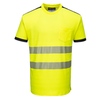 PW3 Warnschutz Cotton Comfort T-Shirt kurzarm, T181, Gelb/Schwarz, Größe XS